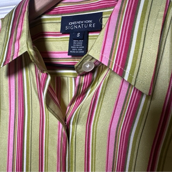 Jones New York Signature Multicolor Striped 100% Silk Size Small Office Preppy - Picture 7 of 14